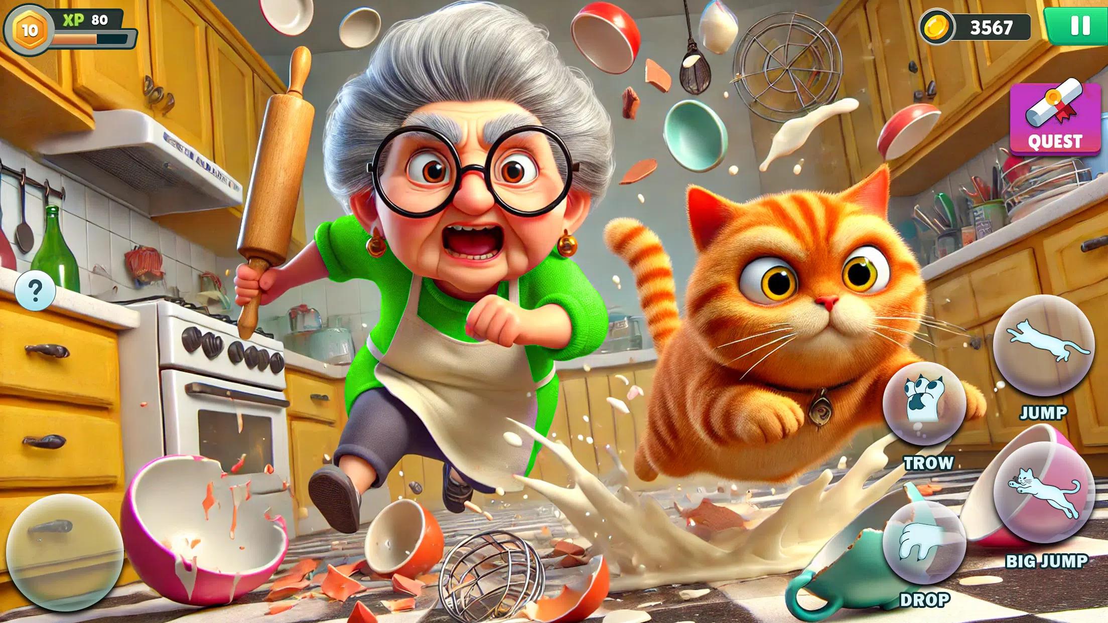 Kitty vs Granny Prank Battle screenshot 1