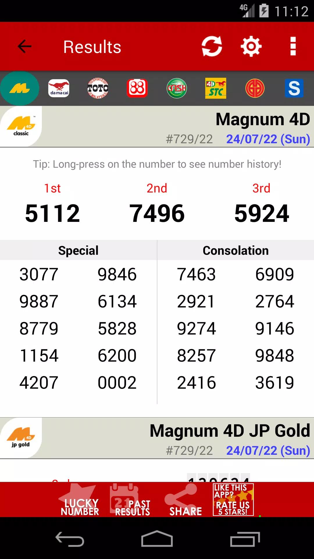 Live 4D Results screenshot 2