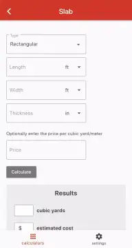 Concrete Calculator screenshot 1