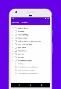 Material Checklist screenshot 1
