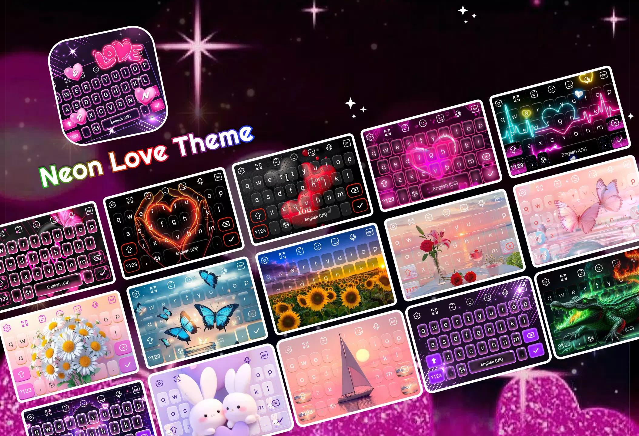 Keyboard - Neon Love Theme screenshot 1