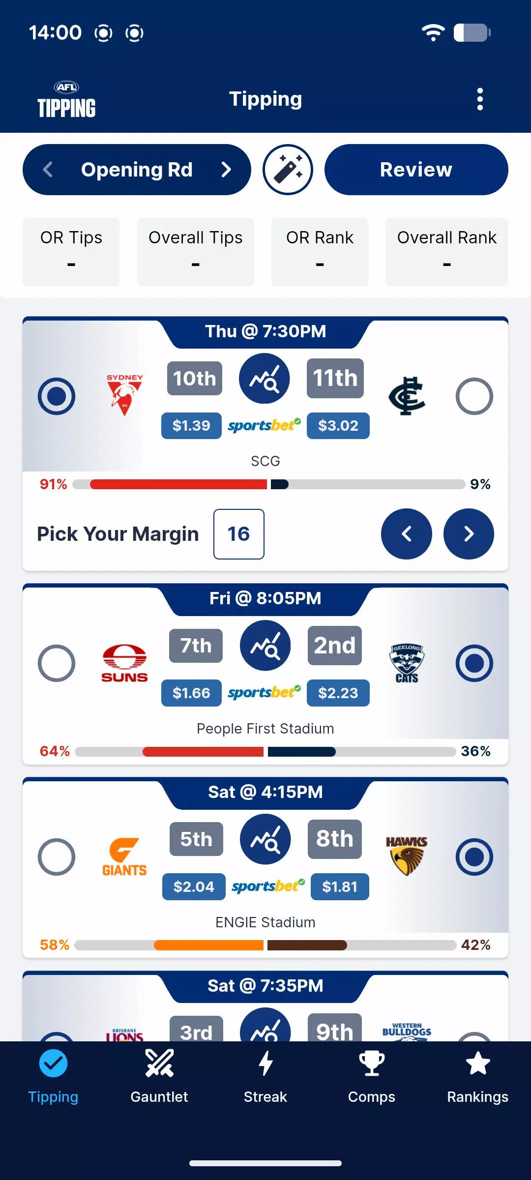 AFL Tipping screenshot 1