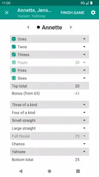 Yatzy Scoring Card screenshot 2